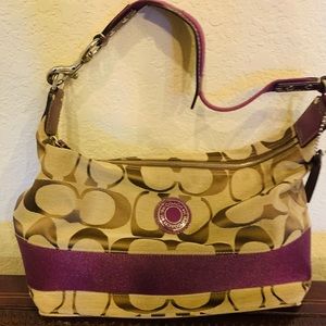 Coach purple and tan purse